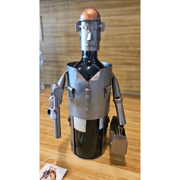 H&K Steel Sculpt￼ure Wine Bottle Holder-Carpenter-Handmade Ltd. Edition - Picture 7 of 11